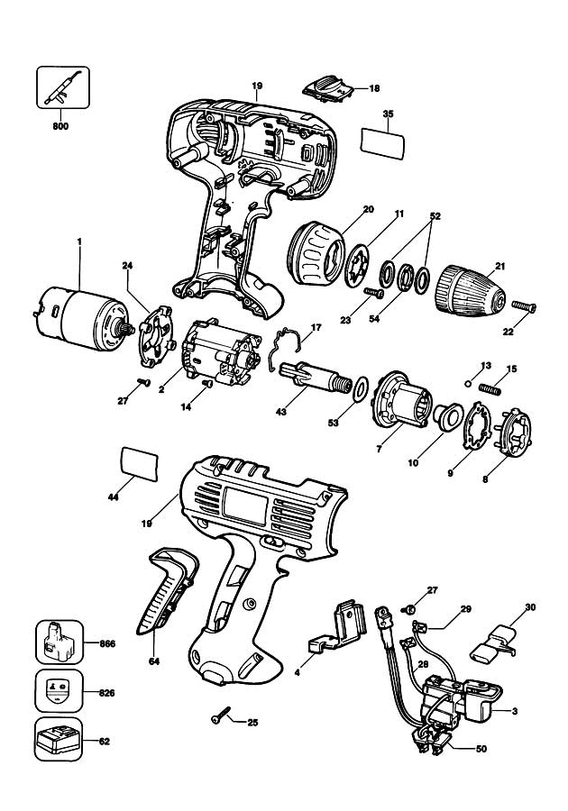 DeWalt DW922K Type 1-2 Cordless Drill Spare Parts DW922K