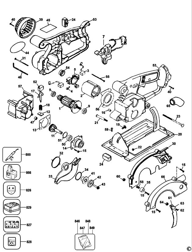 DeWalt DW936 Type 1 Trim Saw Spare Parts DW936
