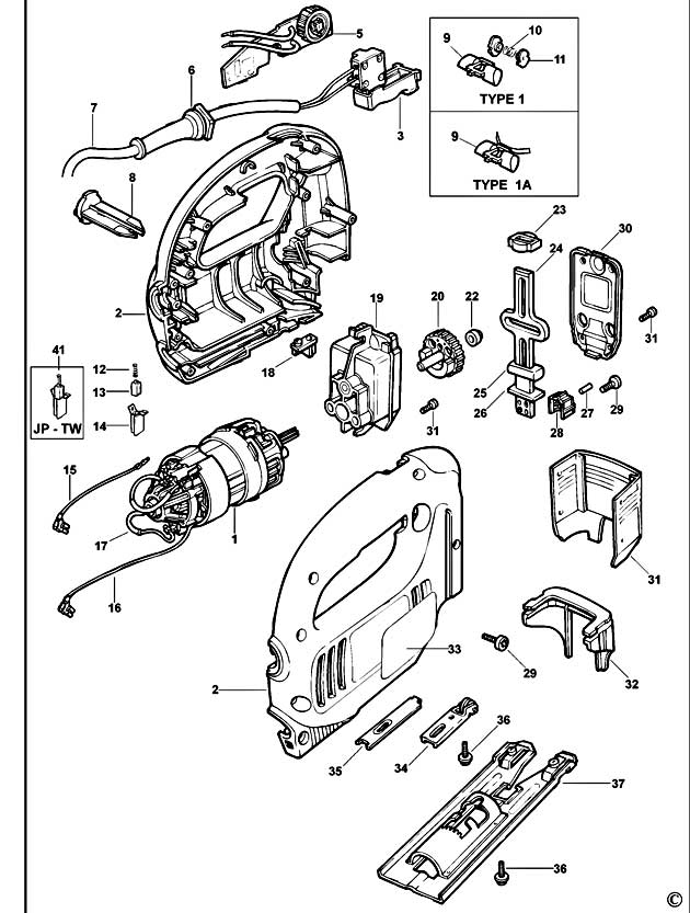 Black & Decker KS632E Type 1 Jigsaw Spare Parts KS632E