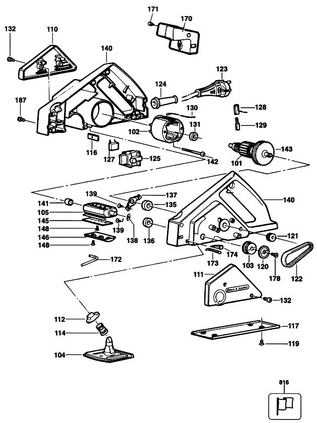 Black & Decker KW711 Type H2A Planer Spare Parts KW711