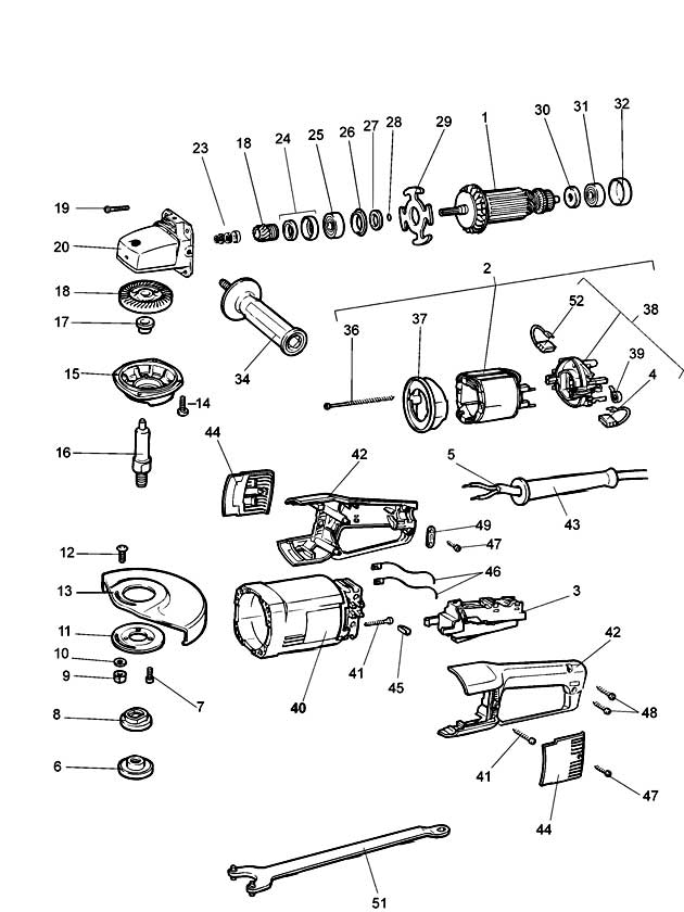 Black & Decker KG2023----D Type 2 Angle Grinder Spare Parts KG2023----D