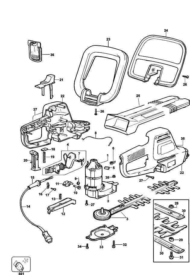 Black & Decker GT520 Type 1 Hedgetrimmer Spare Parts GT520