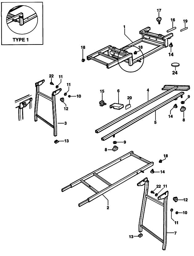 DeWalt DE7047 Type 1 Extension Table Spare Parts DE7047