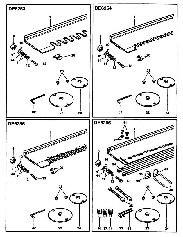 DeWalt DE6253 Type 1 Dovetail Jig Spare Parts DE6253