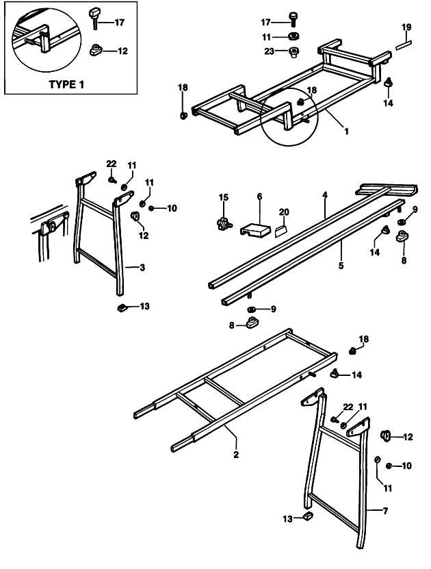 DeWalt DE7043 Type 1 Extension Table Spare Parts DE7043