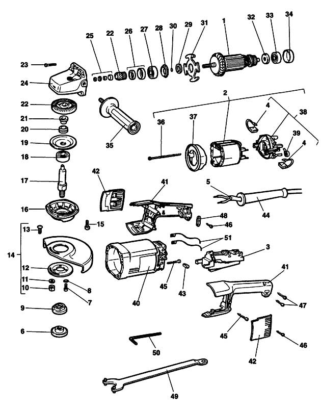 DeWalt DW852 Type 1 Angle Grinder Spare Parts DW852
