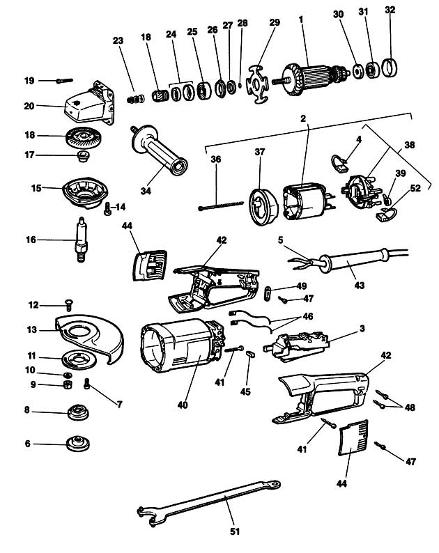 Black & Decker KG2024 Type 1 Angle Grinder Spare Parts KG2024