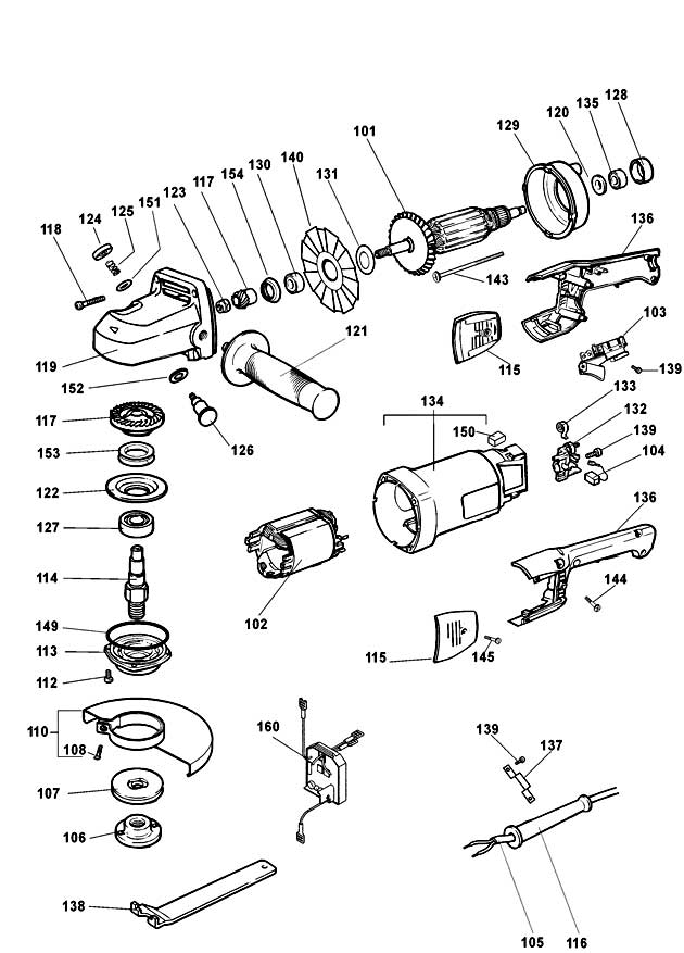 Elu WS48E Type 1 Angle Grinder Spare Parts WS48E