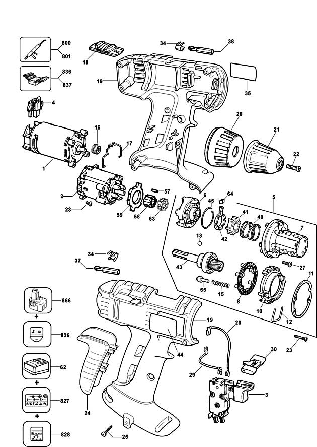 Elu SBA85K Type 3 Cordless Drill Spare Parts SBA85K