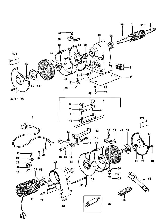 Elu MWA67 Type 1 Bench Grinder Spare Parts MWA67