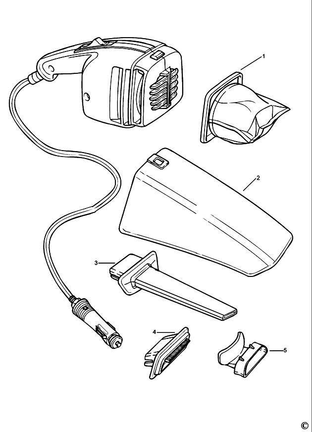 Black & Decker CC5000----A Type 1 Car Vac Spare Parts CC5000----A