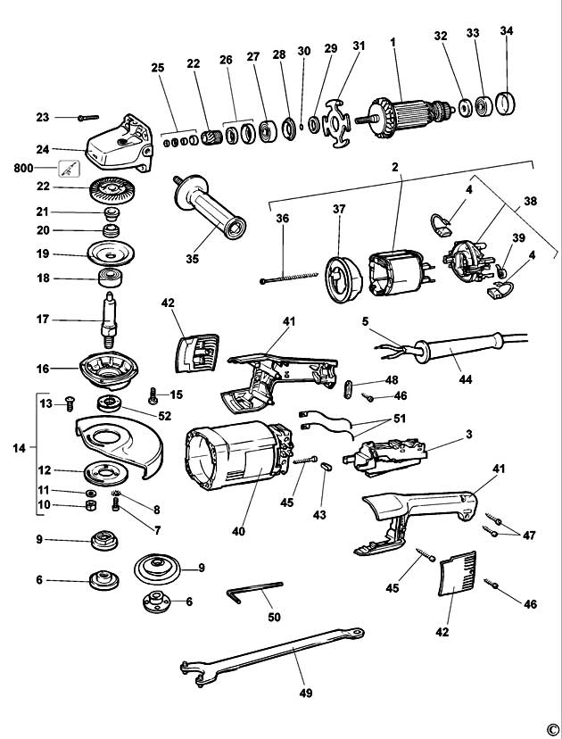 DeWalt DW852 Type 2 - 3 Angle Grinder Spare Parts DW852