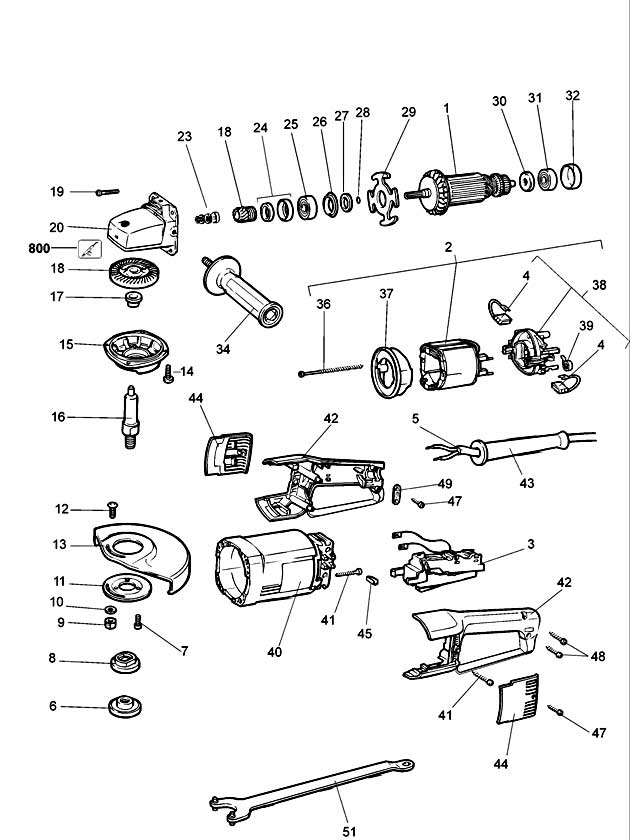 Black & Decker KG1825 Type 3 Angle Grinder Spare Parts KG1825