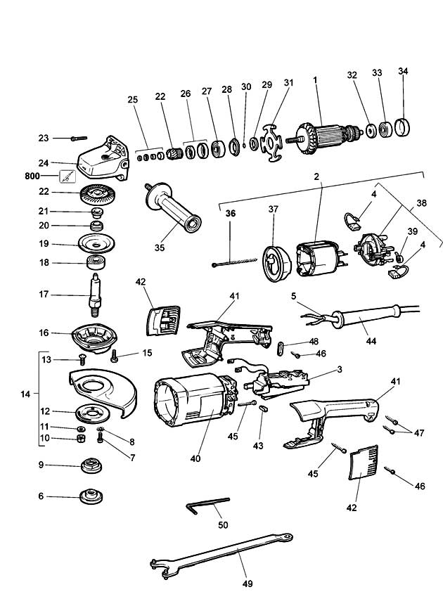 Elu WS53E Type 2 Angle Grinder Spare Parts WS53E