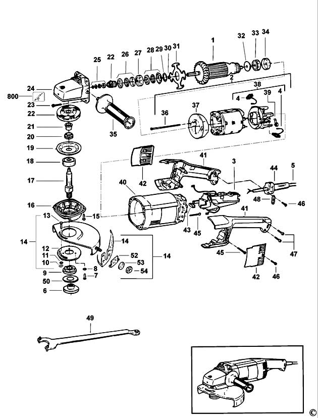 DeWalt DW432K Type 2 Angle Grinder Spare Parts DW432K