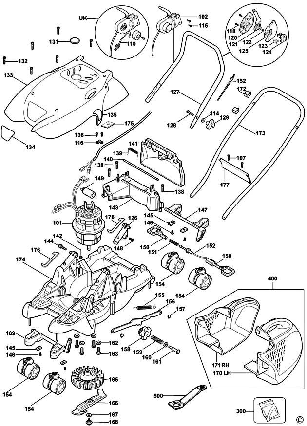 Black & Decker GF1034 Type 1 4x4 Mower Spare Parts GF1034