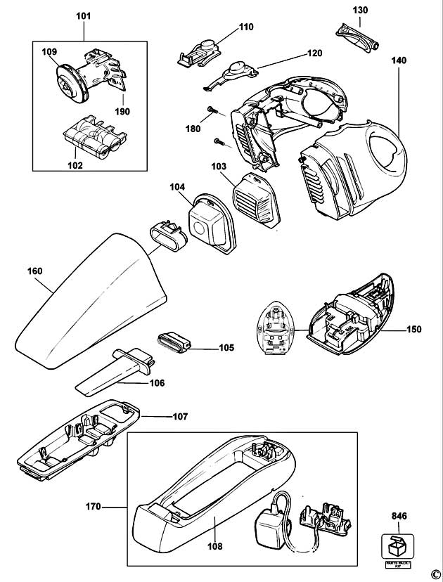 Black & Decker V7210 Type H1 Dustbuster Spare Parts V7210
