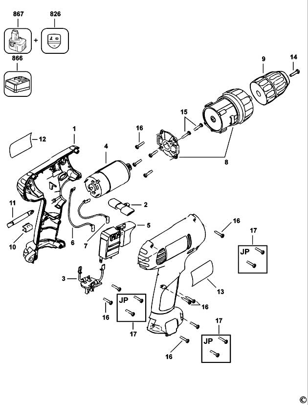 DeWalt DW925K Type 1 Cordless Drill Spare Parts DW925K