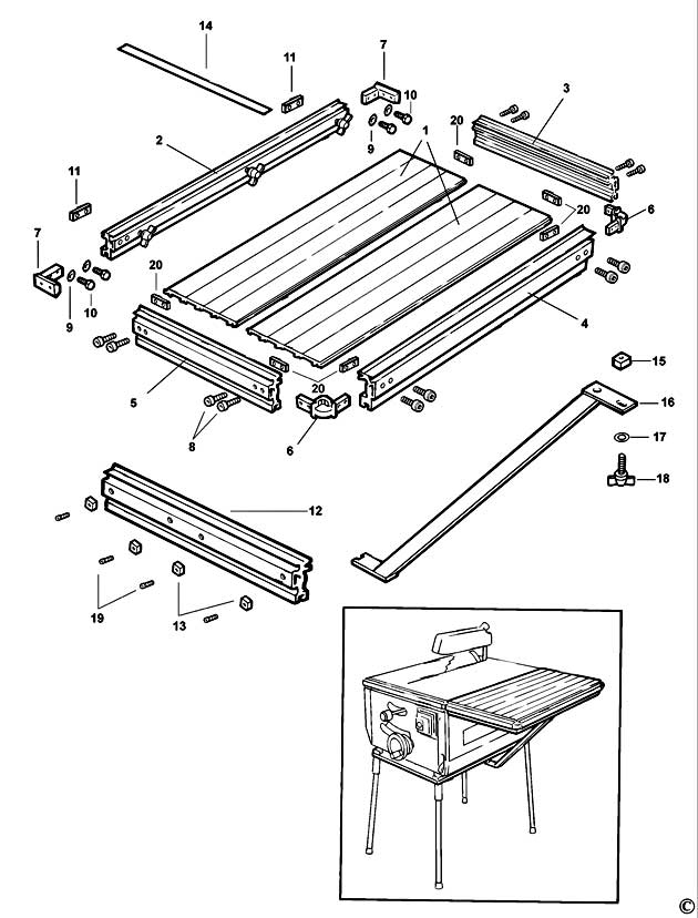 Elu E41020 Type 1 Extension Table Spare Parts E41020