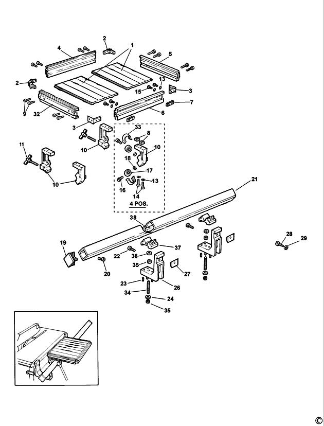 Elu E41010 Type 1 Sliding Table Spare Parts E41010
