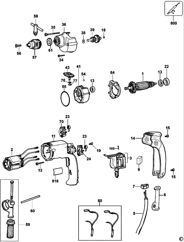 DeWalt DW511 Type 1 Drill Spare Parts DW511