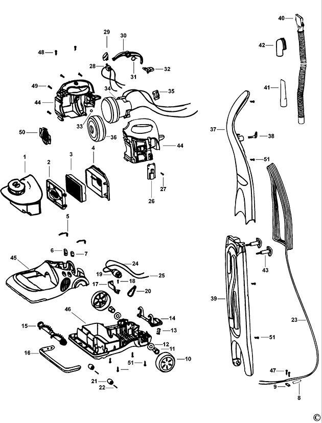 Black & Decker FV5501 Type H1 Floor Vac Spare Parts FV5501