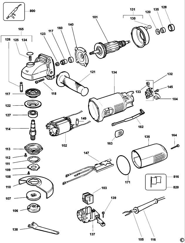 DeWalt DW825 Type 4 Angle Grinder Spare Parts DW825