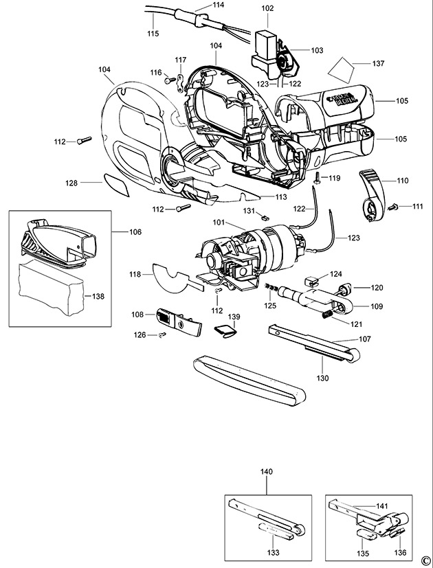 Black & Decker KA293E Type 1 Powerfile Spare Parts KA293E