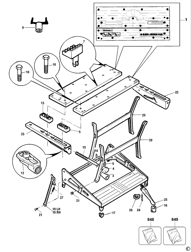 Black & Decker WM750 Type 11 Workmate Spare Parts WM750