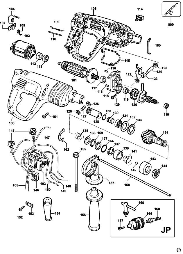 Black & Decker KD950K Type 2 Rotary Hammer Spare Parts KD950K