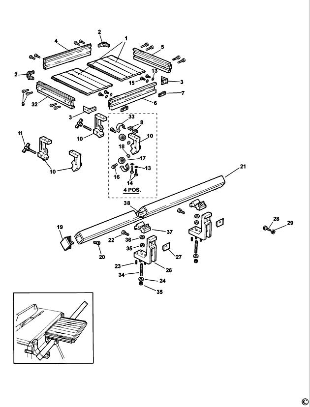 DeWalt DE7191 Type 1 Sliding Table Spare Parts DE7191