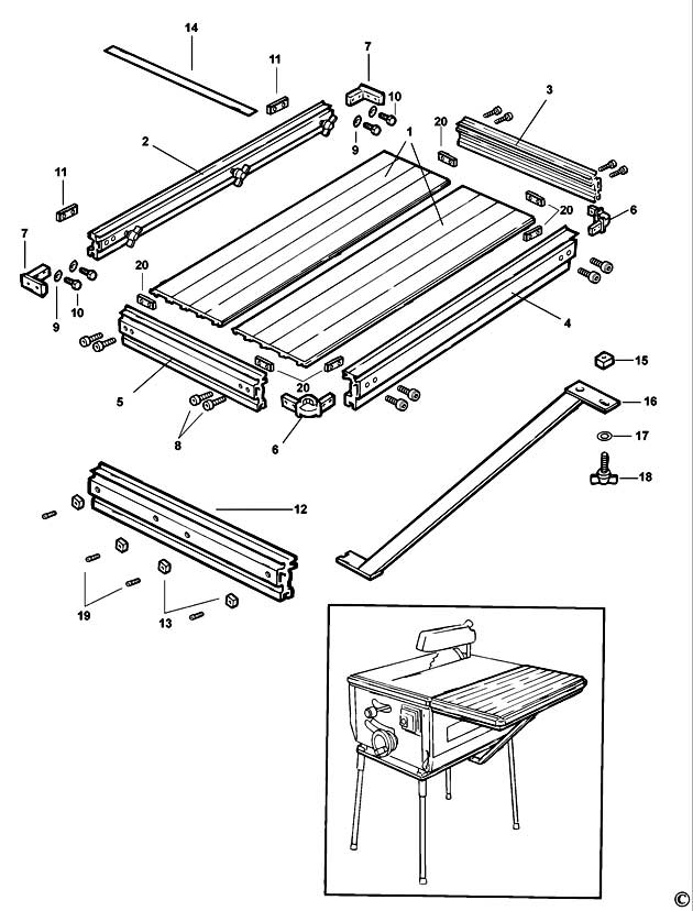 DeWalt DE7192 Type 1 Extension Table Spare Parts DE7192