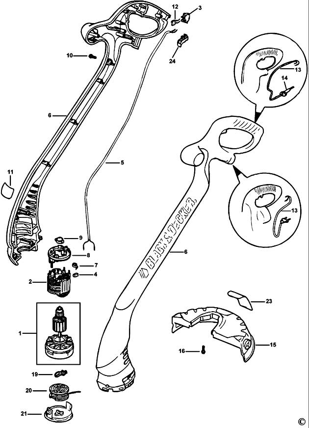 Black & Decker GL430S Type 2 String Trimmer Spare Parts GL430S