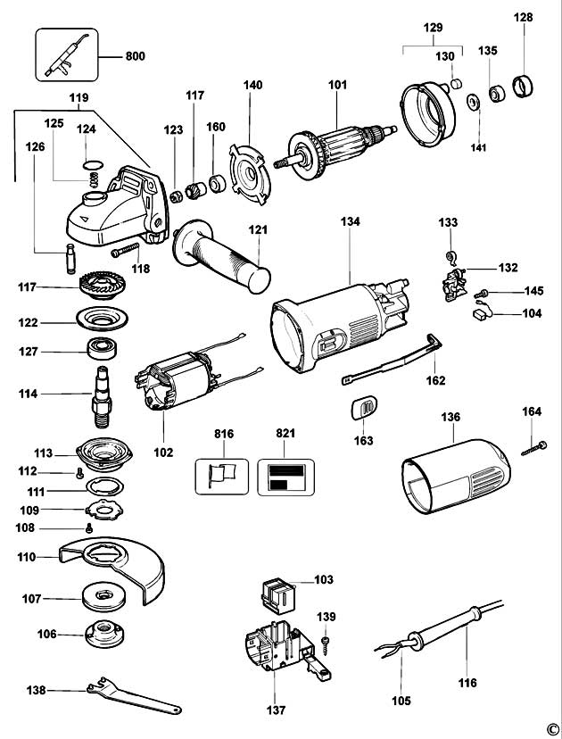 DeWalt DW821 Type 5 Small Angle Grinder Spare Parts DW821