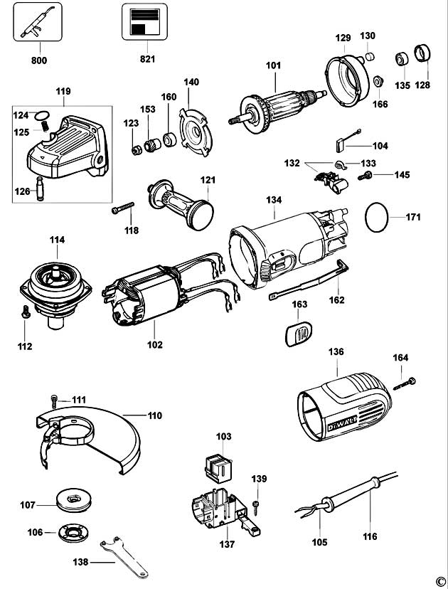 DeWalt D28187 Type 1 Small Angle Grinder Spare Parts D28187