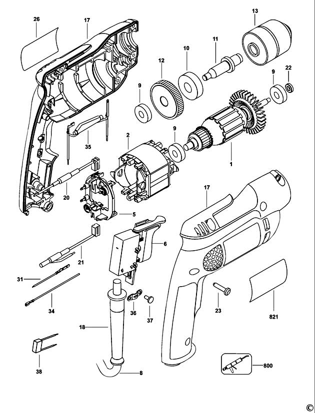 DeWalt D21008 Type 1 Drill Spare Parts D21008