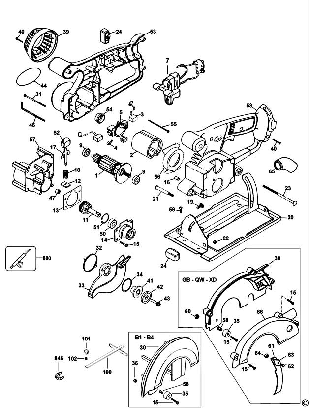DeWalt DW936 Type 2 Trim Saw Spare Parts DW936