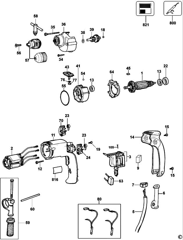 DeWalt DW205 Type 2 Drill Spare Parts DW205