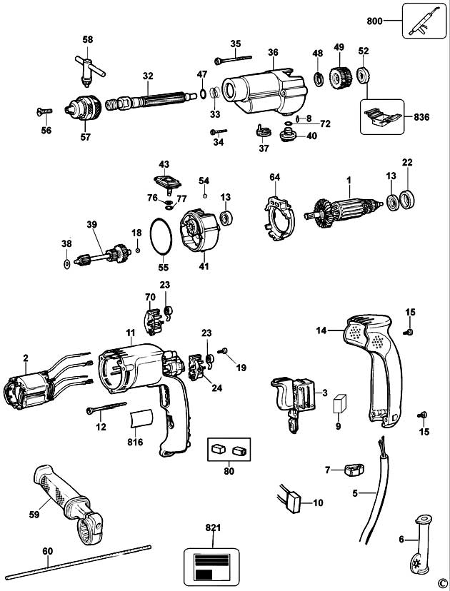 DeWalt DW501 Type 4 Drill Spare Parts DW501