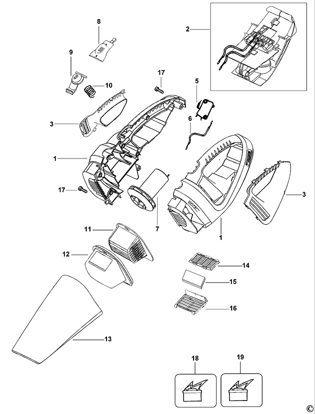 Black & Decker HD18F2M Type 1 Dustbuster Spare Parts HD18F2M