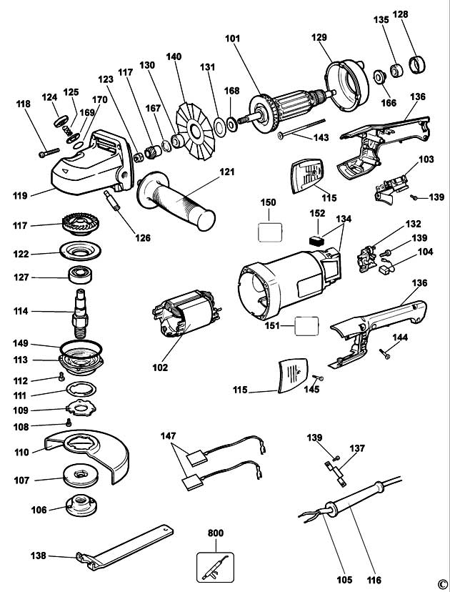 DeWalt DW830 Type 3 Angle Grinder Spare Parts DW830