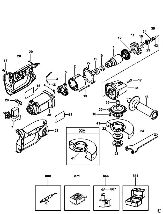 DeWalt DC410 Type 1 Small Angle Grinder Spare Parts DC410