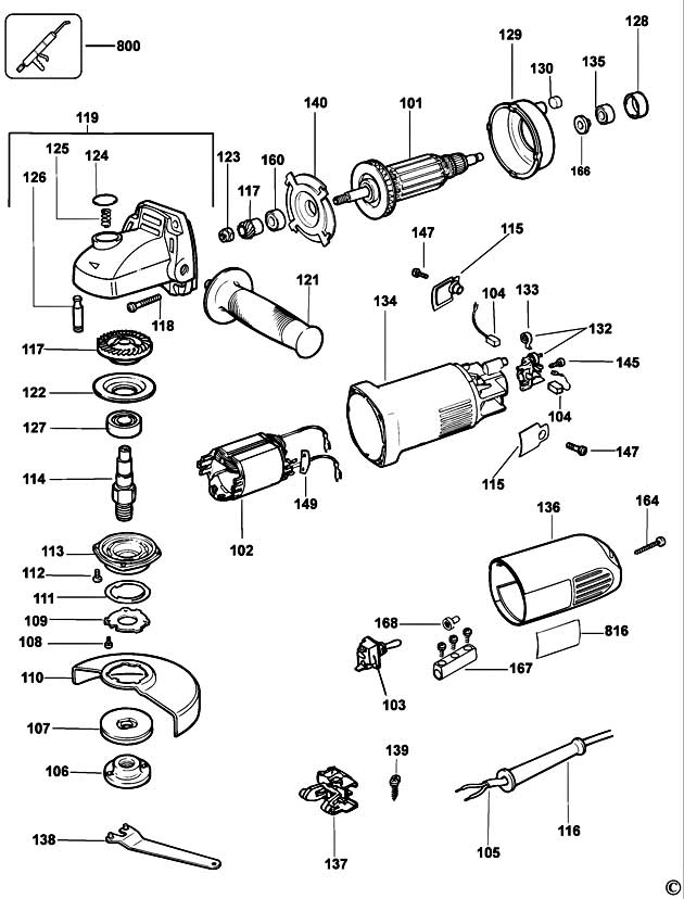 DeWalt DW812 Type 1 Angle Grinder Spare Parts DW812