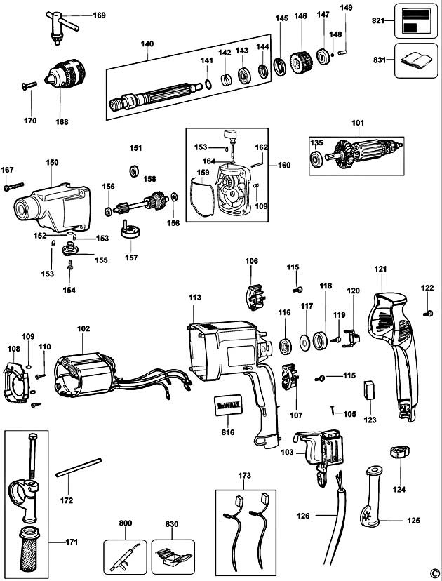 DeWalt DW515K Type 4 Hammer Drill Spare Parts DW515K