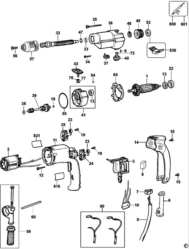 DeWalt D21721 Type 1 Drill Spare Parts D21721
