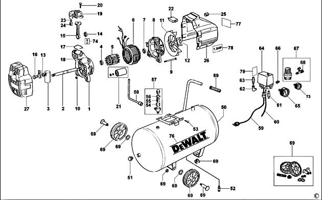 DeWalt D55145 Type 1 Compressor Spare Parts D55145