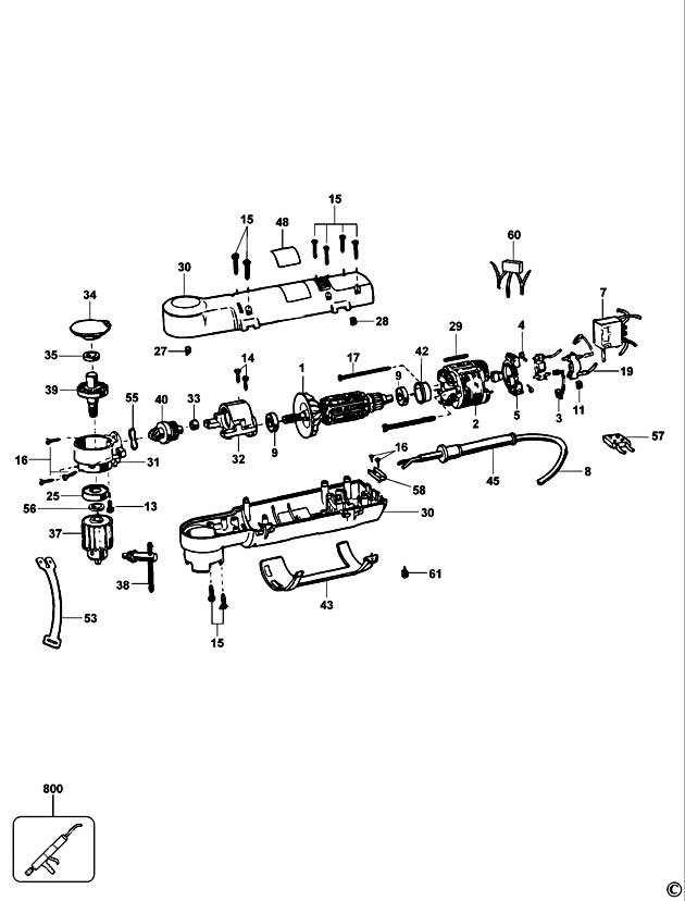 DeWalt DW160 Type 3 Right Angle Drill Spare Parts DW160