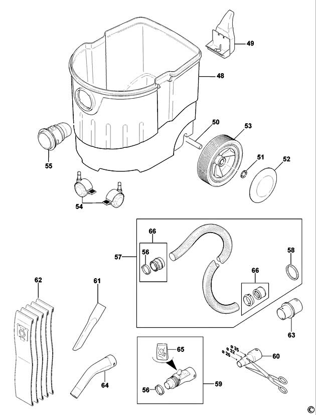 DeWalt D27901 Type 1 Vacuum Extractor Spare Parts D27901