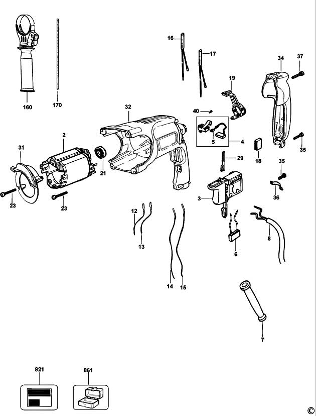 DeWalt D25103K Type 3 Rotary Hammer Spare Parts D25103K