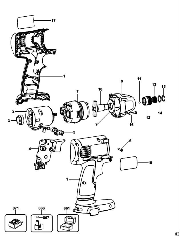 DeWalt DW056K Type 1 Impact Wrench Spare Parts DW056K